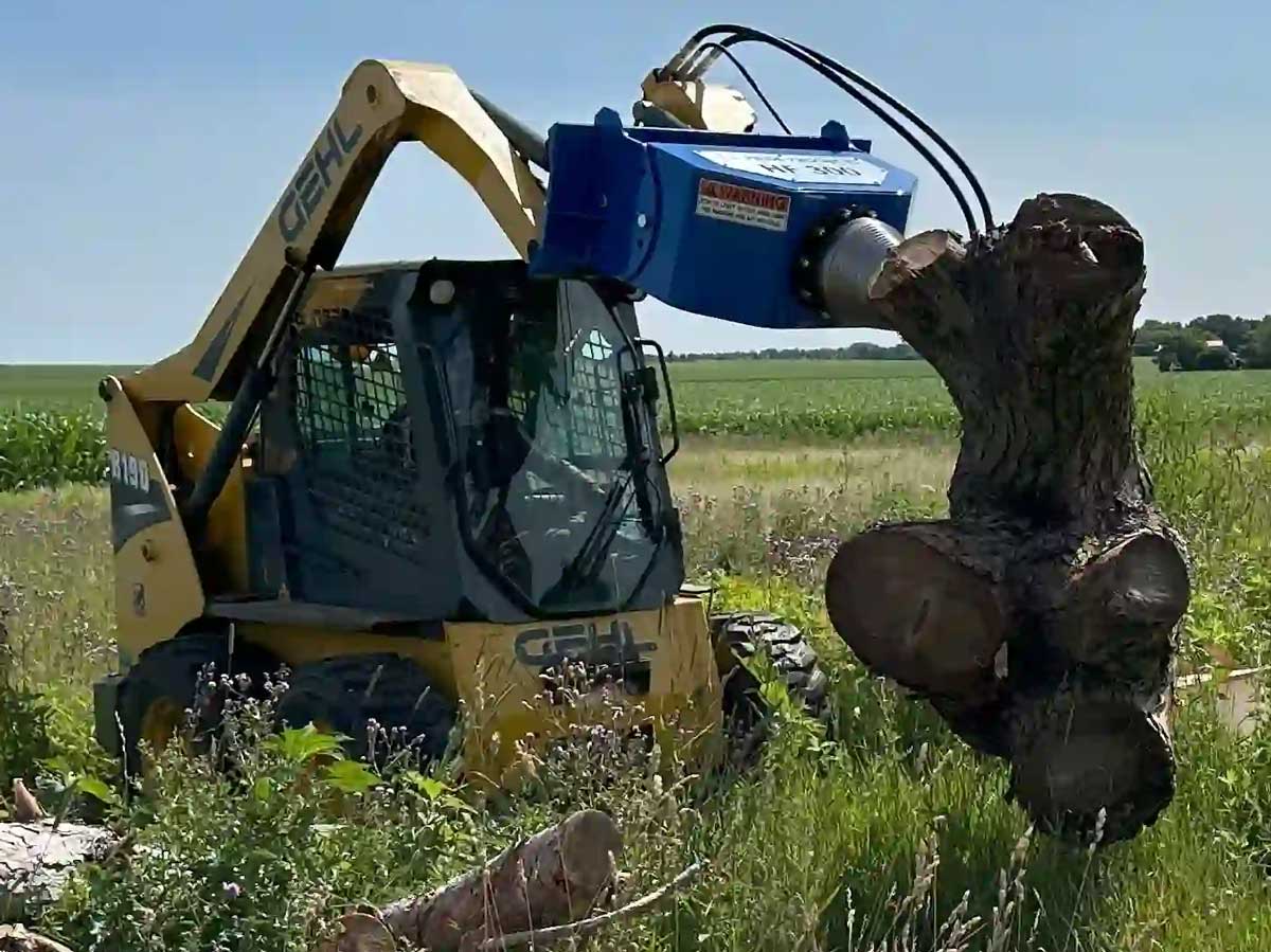 HF-300 Auger Cone Splitter On Skid Loader